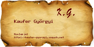 Kaufer Györgyi névjegykártya